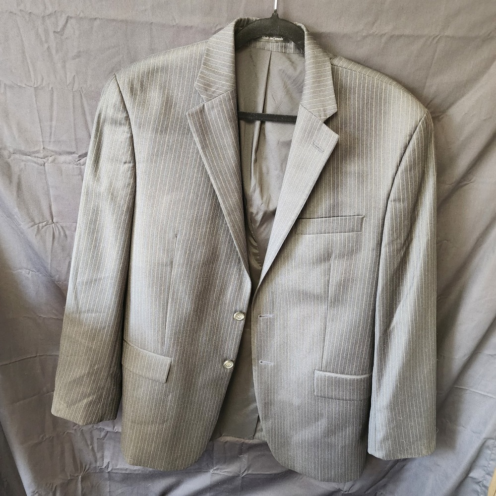 Ralph Lauren Mens Blazer Black With Blue And Grey Stripes‎ Size 42R